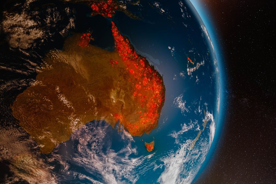 Australia bush fire map from space